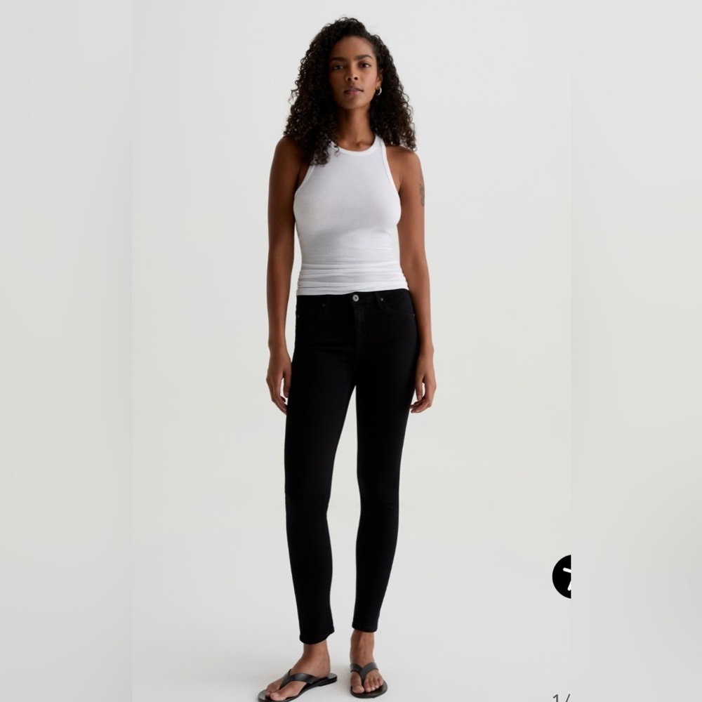 Adriano Goldschmied AG Black Leatherette The Legging Ankle Super Skinny 29x31R